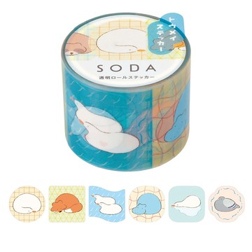 (KIM JIM) SODA 透明PET卷狀膠帶30MM 單張貼紙款