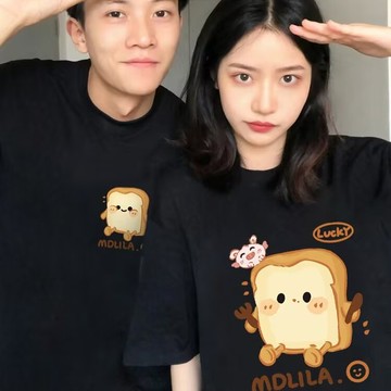 夏季新款面包印花短袖t恤 情侶裝T恤 印花t 五分袖 短袖男 男t 男生T恤 情侶上衣 男女衣著（SD306）【壹號站】