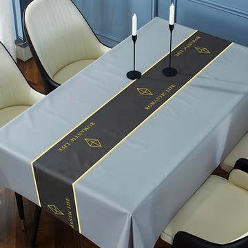 北歐風拼色皮革桌巾 防水防油防燙耐熱  140 x 140cm  質感灰  1條