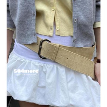 【SO4more】韓國直郵 搭配疊穿寬版金屬扣純色磨砂感腰帶百搭