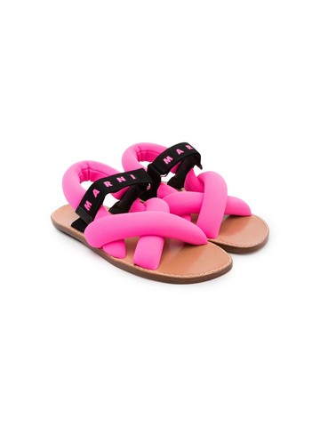 Marni Kids - logo-print strappy sandals - kids - Polyamide/Elastane/Viscose/Polyester/Polyurethane/Calf Leather/Rubber/Calf Leather - 30 - Pink