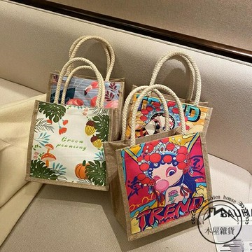 帆布包女民族風復古麻布手提袋側背包【木屋雜貨】