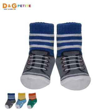 【D&G】仿鞋造型寶寶襪-灰 D377 止滑 彈性 透氣
