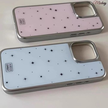 iphone17手機殼.藍粉星星新款韓系電鍍銀邊手機殼適用蘋果iPhone16pro高級感小眾1