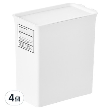 小麥購物 附標籤附蓋收納盒 L2142 窄款  4個  白色  14 x 7.8 x 14.8cm