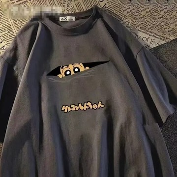 【小編推薦】100%純棉 T恤 短袖 卡通 夏季新款ins潮牌短袖t恤女寬鬆純棉百搭休閒風短袖體恤衫 五分袖/林