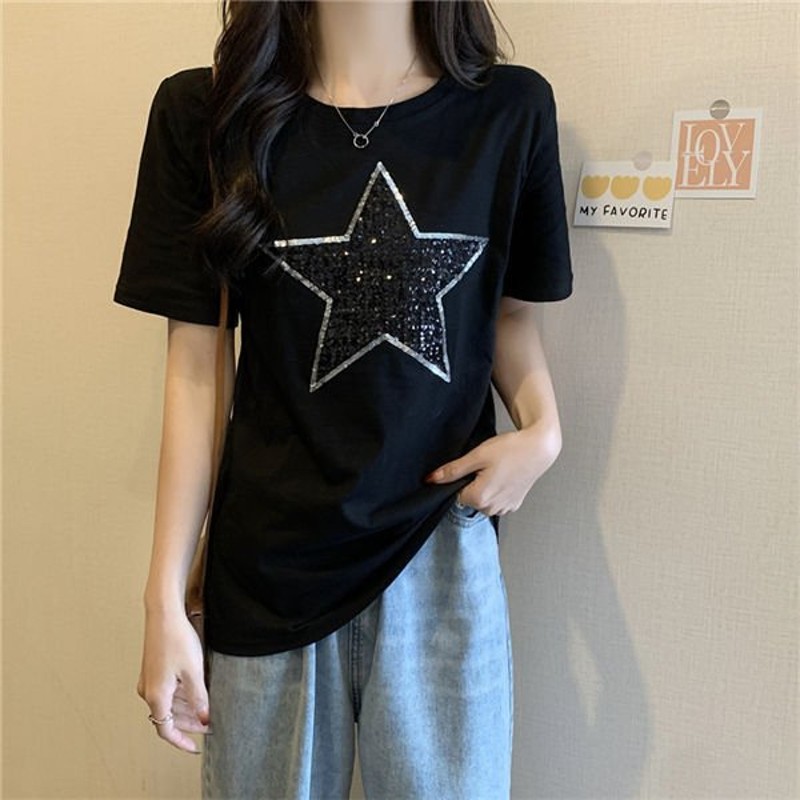 半袖tシャツ レディース ビッグtシャツ 黒tシャツ 可愛い ゆったり カットソー 半そでtシャツ ゆるカットソー 夏夏服 肌着 リゾート 通販 Lineポイント最大get Lineショッピング