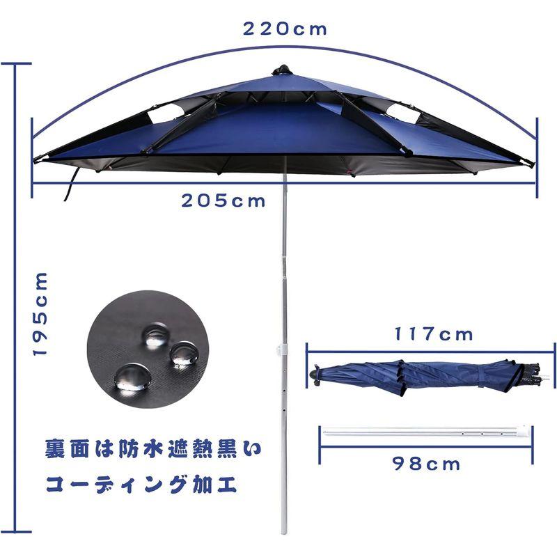 パラソル 釣り傘 ビーチパラソル 角度調節 収納バッグ付き UVカット チルト機能付 折り畳み式 フィッシングパラソル ガーデンパラソル ビ