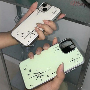 iphone保護殼.韓國ins小眾Y2K甜酷辣妹星光點點電鍍銀邊殼適用iphone1716promax15141312