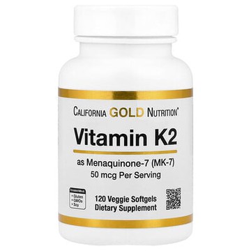California Gold Nutrition, 維生素 K2（甲萘醌-7），50 微克，120 粒素食軟膠囊