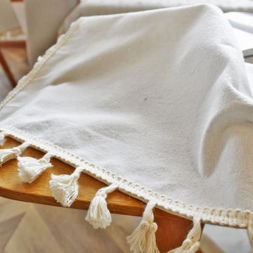 北歐ins白色圓桌布簡約茶幾純色棉麻布藝拍照背景野餐布防塵蓋巾