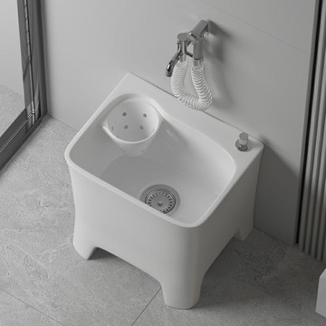 家用陽臺瀝水籃拖把池拖布池衛生間高腳式一體陶瓷水槽池洗墩布盆 b8031