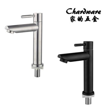 【家的五金】304不鏽鋼輕型單冷直嘴龍頭（拉絲.霧黑）(單冷.面盆水龍頭.不鏽鋼.不銹鋼水龍頭.洗手台.浴室.衛浴.臉盆)