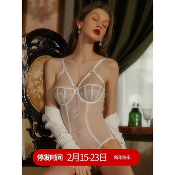 性感睡衣女夏季透明火辣私房超薄蕾絲帶鋼圈聚攏塑身衣吊帶連體衣