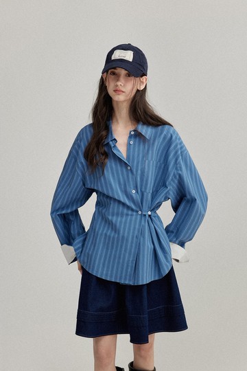 藝術系女生 / 復古條紋襯衫 / 純棉