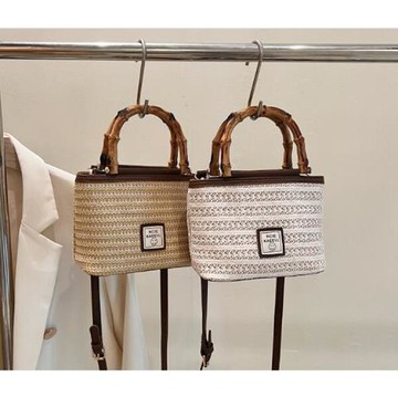 Sp house 復古竹節手提側肩斜背女用編織包(2色可選)