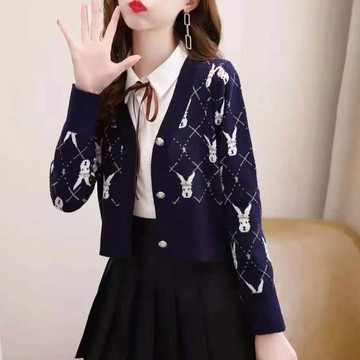 針織開衫2025秋裝新款女裝早秋季小香風短外套毛衣女春秋洋氣上衣