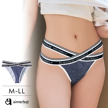 時尚丹寧半包臀內褲-藍色-1905222-BU