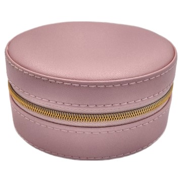 PORA BELLA 皮革圓形首飾盒 Pu皮+絨布+木紙板  粉色