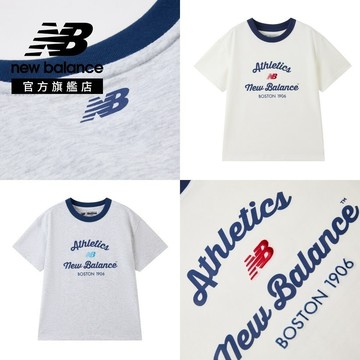 【New Balance】 NB 童裝短袖上衣_中性_灰/白_7EG2107WWT/7EG2107WLGR