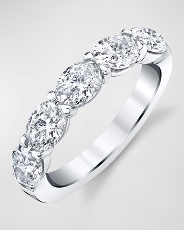Large Platinum Halfway Band with Horizontal Set Oval Diamonds, 1.80ct