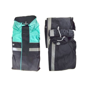 雨王 勁速型升級側開兩件式雨衣 反光條 尼龍布/聚氯乙烯  L  湖水綠色