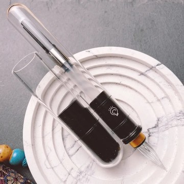 水晶透明軸/吸墨式玻璃筆-成熟大人黑