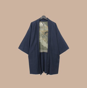 Back to Green-日本帶回羽織 青龍富士山 M-40/vintage kimono