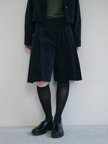 Corduroy pleated skirt patns (3colors)_Navy