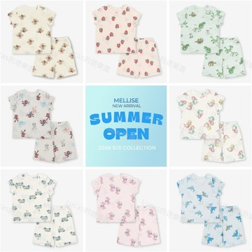🎉正韓現貨🎉2026夏季新款~韓國MELLISSE 兒童純棉短袖家居服.居家服..睡衣.套裝～舒適.透氣～韓國製