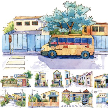 那條老街 昭和城市造景 PET 紙膠帶 超寬