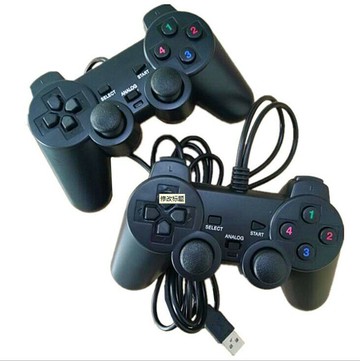 遊戲手把 控制器 廠家台灣出貨直銷   USB208黑色雙打單震手柄pc游戲手柄街機配置手柄