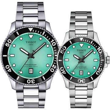 TISSOT 官方授權 Seastar 1000 海洋之星300米潛水錶 對錶 情侶手錶 開學新裝備 T1204101109100+T1202101109100