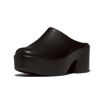 PLATFFORMS 皮革高跟木屐鞋-靚黑色