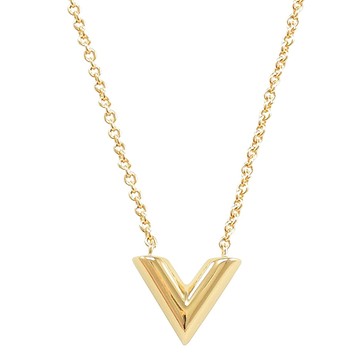 Louis Vuitton LV M00857 Essential 經典V字造型LOGO鎖骨項鍊.金