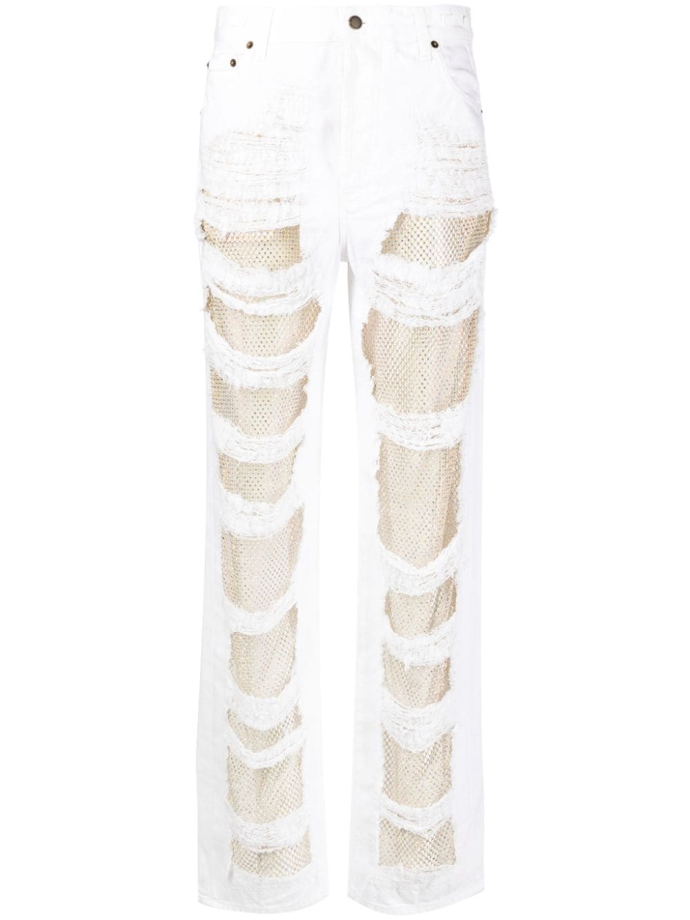 DARKPARK - ripped design cotton jeans - women - glass/Cotton/Polyester/Elastane/Cotton - 26 - White
