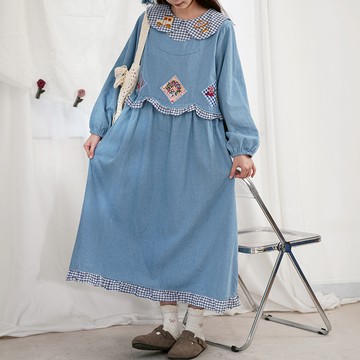 日系貼布牛仔洋裝497115