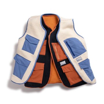 TENTLIGHT日式男女寬松加厚雙穿毛馬甲戶外機能多袋拉鏈棉衣外套