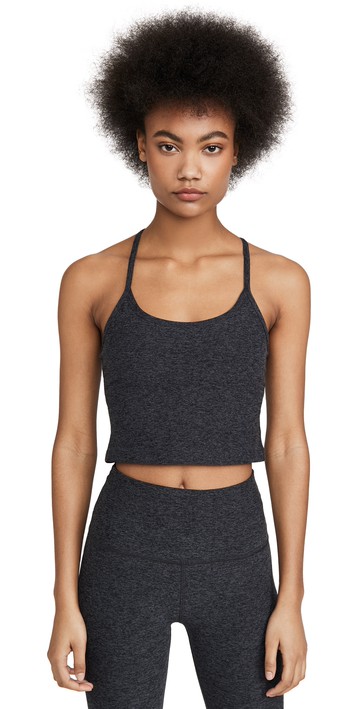 Beyond Yoga Spacedye Slim Racerback Cropped Tank Black/Charcoal XL