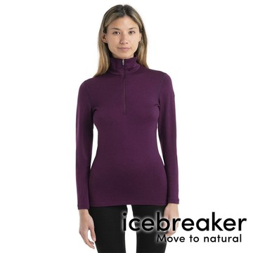【icebreaker】Tech女羊毛半開襟長袖上衣 BF260『葡萄紫』戶外 運動 柔軟 舒適 羊毛 吸濕 排汗 抑味 控溫 104390