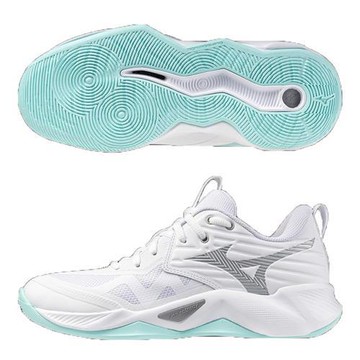 Mizuno 美津濃 排球鞋 女鞋 MOMENTUM PRO 白綠【運動世界】V1GC254045