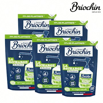 Jacques Briochin 藍牌碧歐馨 護手洗碗精補充包 450ml 超值5件組-檸檬小蘇打 海藻護手
