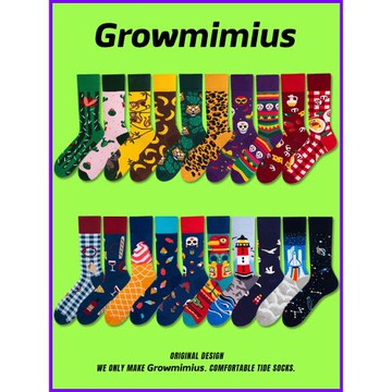 原創男款中筒襪AB不對稱鴛鴦個性百搭ins潮襪外穿運動純棉襪子女