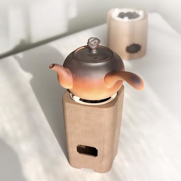 陶土陶瓷碳爐功夫茶爐提梁壺側把壺燒水壺茶壺戶外粗陶炭爐套裝