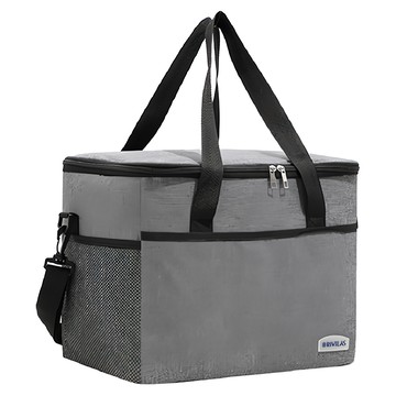 BRIVILAS 肩揹 手提兩用加厚保冷保溫袋  大(25x19x27cm)  灰色  1個