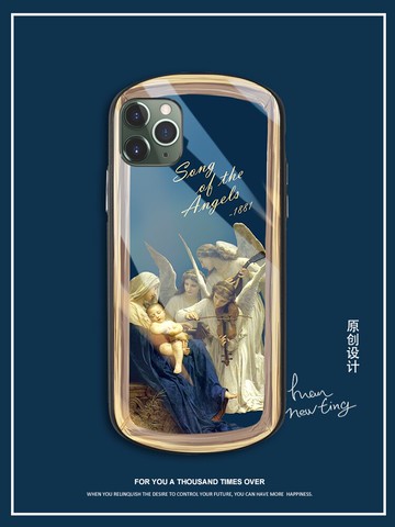 可比拉適用iPhone蘋果11PROMAX原創手機殼iphonepromax玻璃殼Pro女max十一IPONE全包POR復古油畫IPONEPROMAX