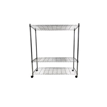 Top queen 【Top queen】45 x 120 x 125 cm 三層附輪鐵力士鍍鉻萬用收納架