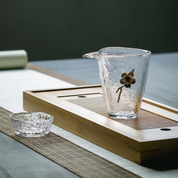耐熱玻璃公道杯大容量透明錫花勻公杯茶海日式分茶器功夫茶具配件