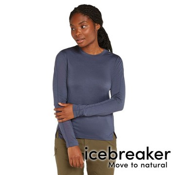 【icebreaker】女羊毛圓領長袖上衣-BF150『藍灰』0A571J 戶外 露營 登山 健行 休閒 時尚 保暖 羊毛 長袖 上衣