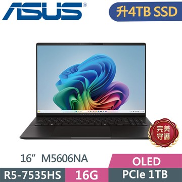 ASUS Vivobook S 16 OLED M5606NA-0068K7535HS 黑(R5 7535HS/16GB/4TB/3.2K/16/W11)特仕